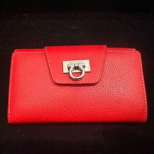 New Red Wallet Classic Clasp Italian Designer Look 4” x 6”
